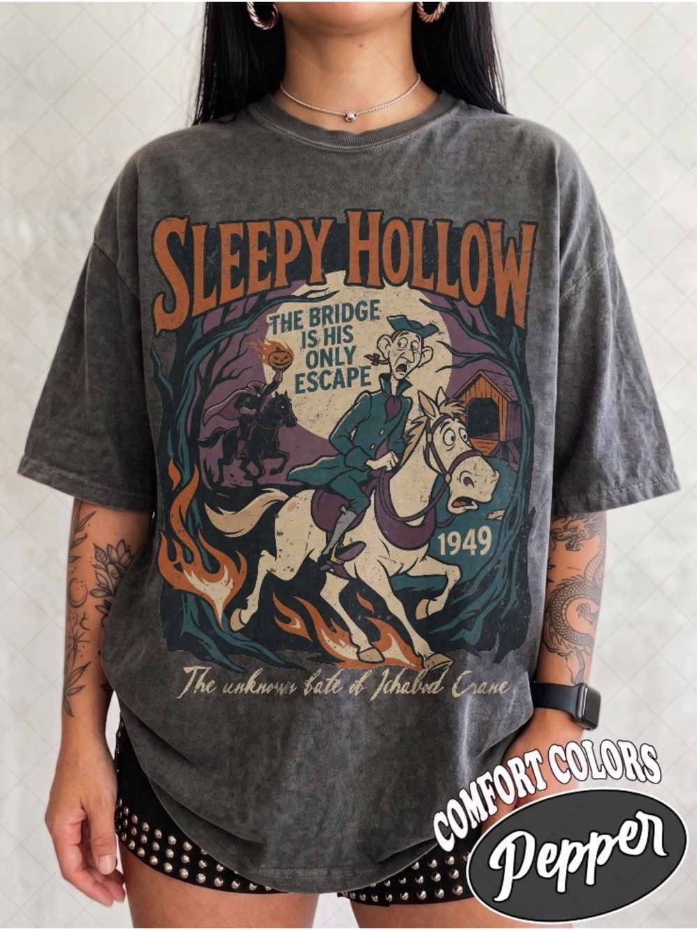 Sleepy Hollow Sleep Halloween Graphic Tee, Vintage Ichabod Crane Halloween Tee